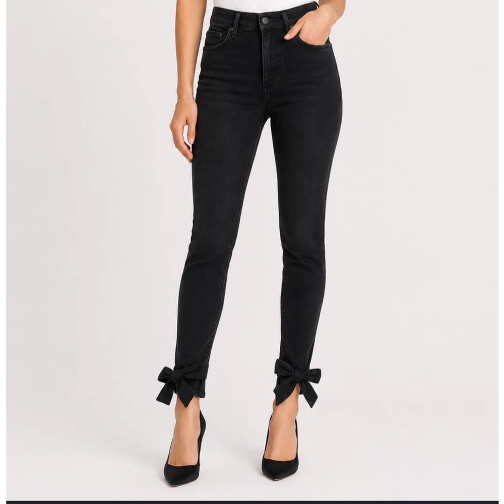 Mother High Waisted Tie-Bow Looker Ankle Jeans Not Guilty Black Size 32
Skinny